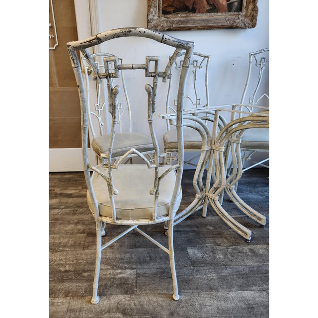 Cast Aluminum Faux Bamboo Kessler Industries Dining Set, Attributed - 7 Piece Set For Sale - Image 9 of 13