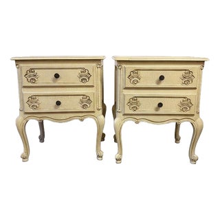 Vintage French Crackle-Glaze Bedside Tables, Set of 2 For Sale