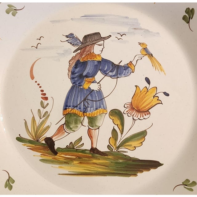 French Provincial 18th Century French Nevers Polychrome Tin-Glazed Faience Plate For Sale - Image 3 of 10