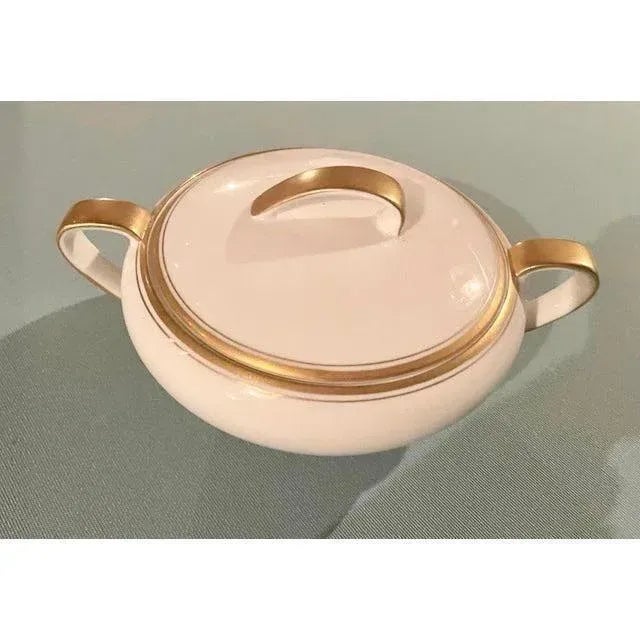 Offered is a vintage two piece serving bowl from Noritake Bradford China. This piece features a elegant off-white color...