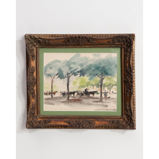1940s 1940s France Green Wood Drawing For Sale - Image 5 of 16
