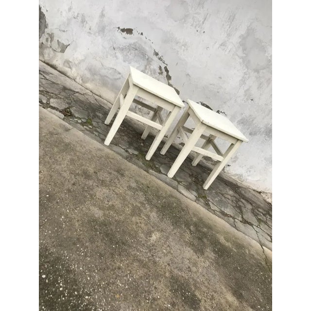 Rustic Set of Painted Stools, 1940s For Sale - Image 3 of 8