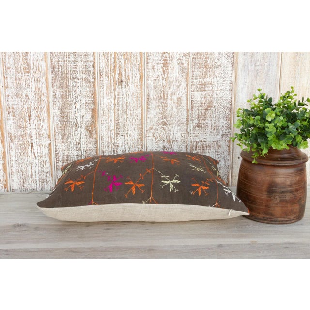 Ahu Antique Indian Folk Lumbar Pillow For Sale In Los Angeles - Image 6 of 9
