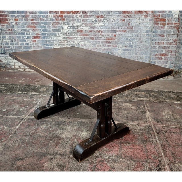 Monterey 1930s Spanish Revival Dining Trestle Table Original Monterey Dining Table - Signed and marked with the Horse Shoe...