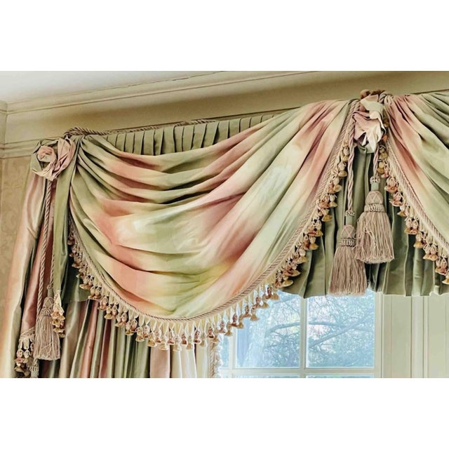 2000 - 2009 Scalamandre Window Treatments, Curtains, Drapery Rainbow Stripe, Fringed, Lined For Sale - Image 5 of 13