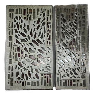 Large Dutch Brutalist Concrete Windows, 1960s, Set of 2 For Sale