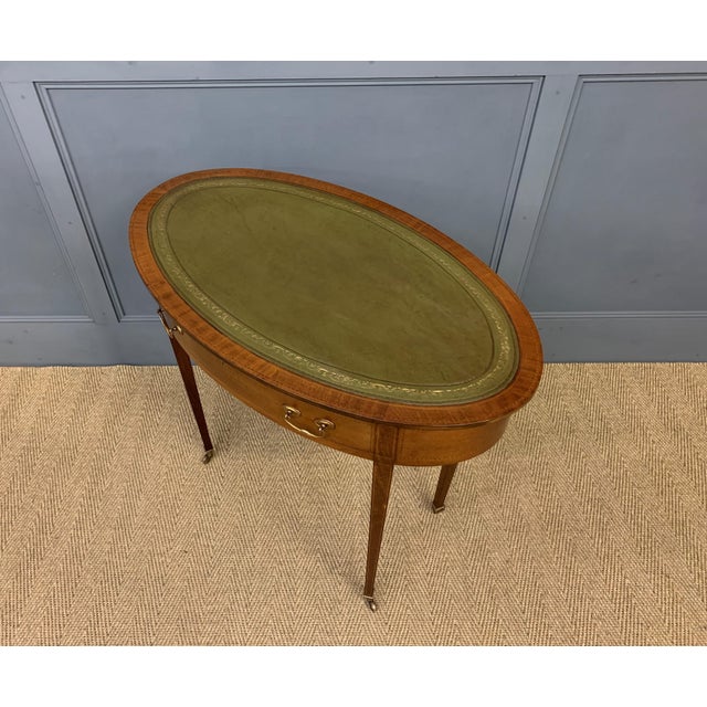 Edwardian Oval Mahogany Writing Table, 1900s For Sale - Image 10 of 14