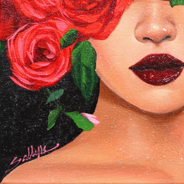 Red Roses 3 - Original Sally K Figurative Original Artwork by Sally K For Sale - Image 4 of 8