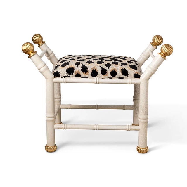Metal Boca White Ocelot Black Bamboo Bench For Sale - Image 7 of 7