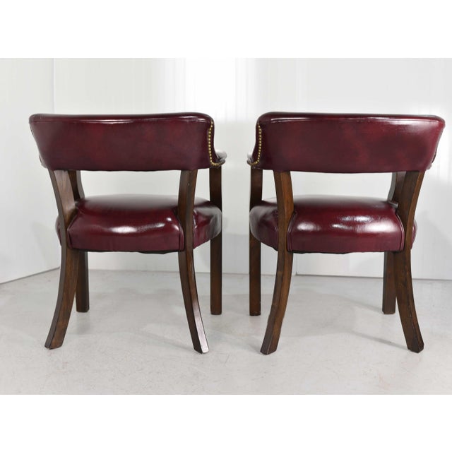 Vintage Oxblood Leather Armchair Chair With Brass Nailheads by Village Industries Tennessee - a Pair For Sale In Chicago - Image 6 of 12