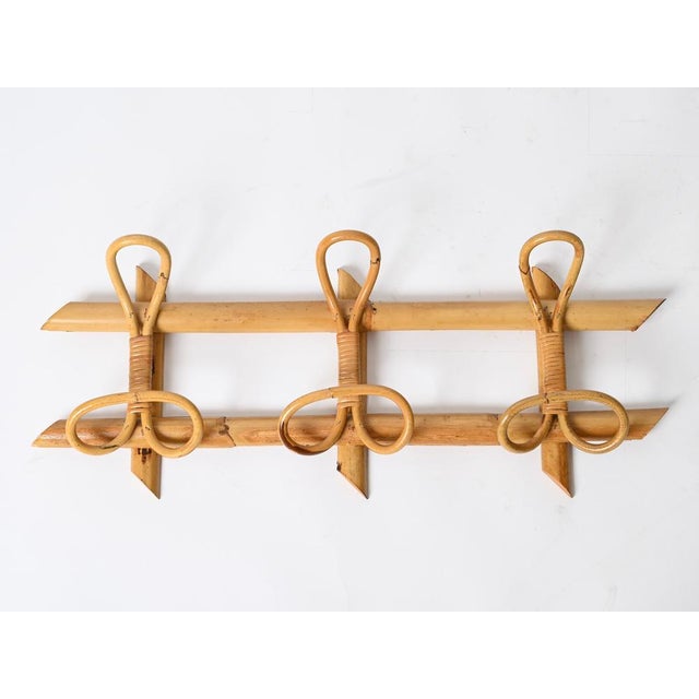 French Riviera Style Coat Rack in Rattan, Bamboo and Wicker, Italy, 1960s For Sale - Image 6 of 10