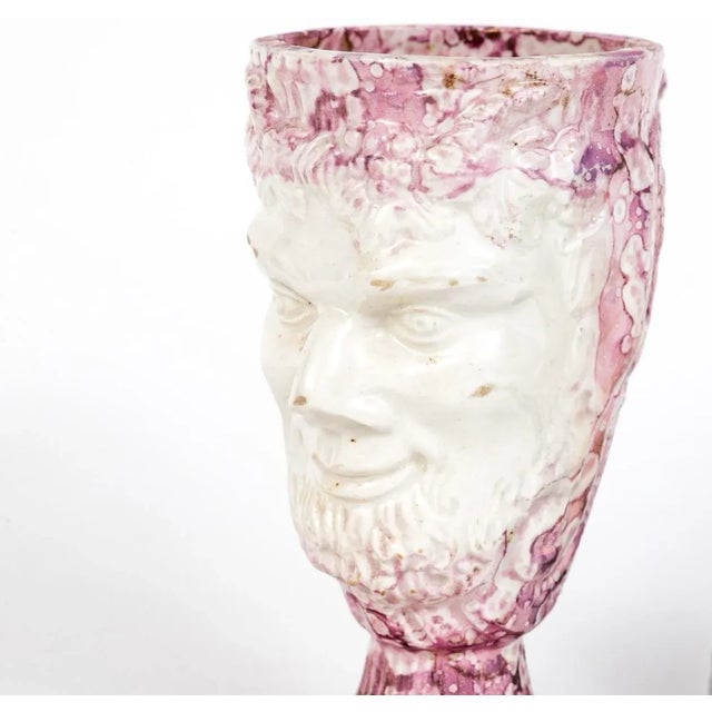 19th Century Antique 19th Century English Staffordshire Pink Luster Satyr Head Mug With Frog Inside For Sale - Image 5 of 12