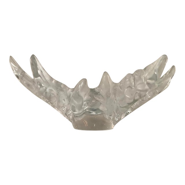 1960s Champs Elysées Bowl by Lalique Xl Signed Heavy Crystal For Sale