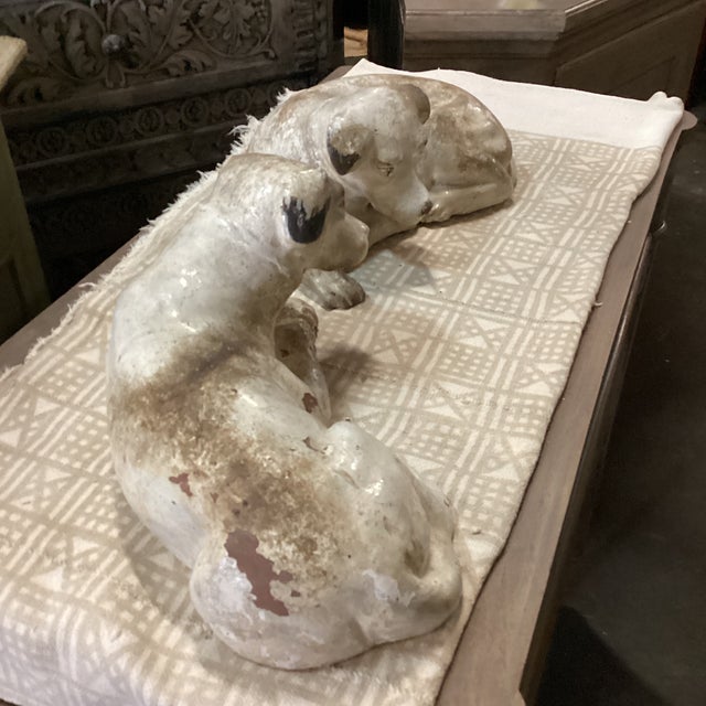Mid 20th Century Pair of Mid 20th Century British Colonial Resting White Dogs For Sale - Image 5 of 11
