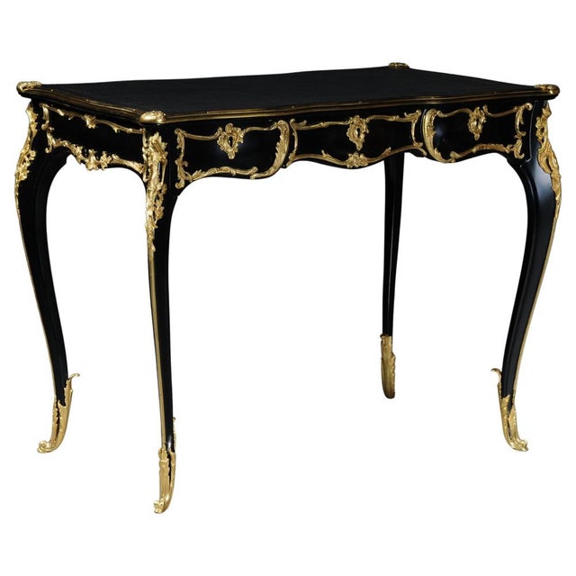 20th Century Louis XV Black Bureau Plat / Writing Desk in Beech For Sale - Image 18 of 18