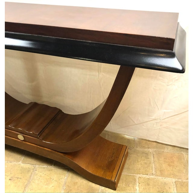 Pair of French Art Deco Console Tables Nickeled Trim Attrib. Alfred Porteneuve For Sale - Image 4 of 10