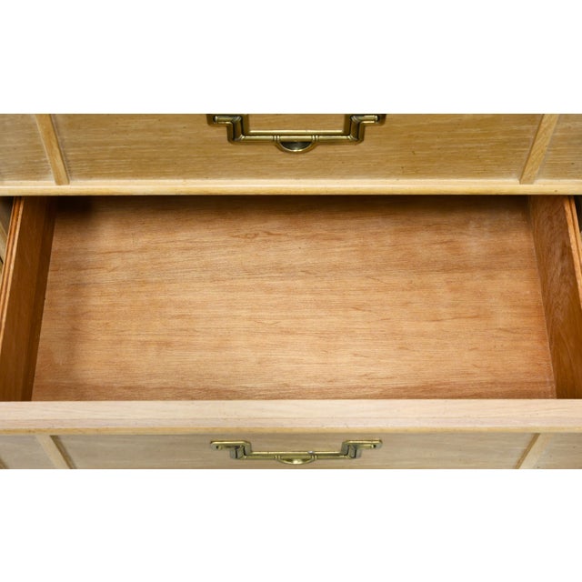 Late 20th Century Whitewashed Oak & Rattan Coastal Console Cabinet For Sale - Image 9 of 12