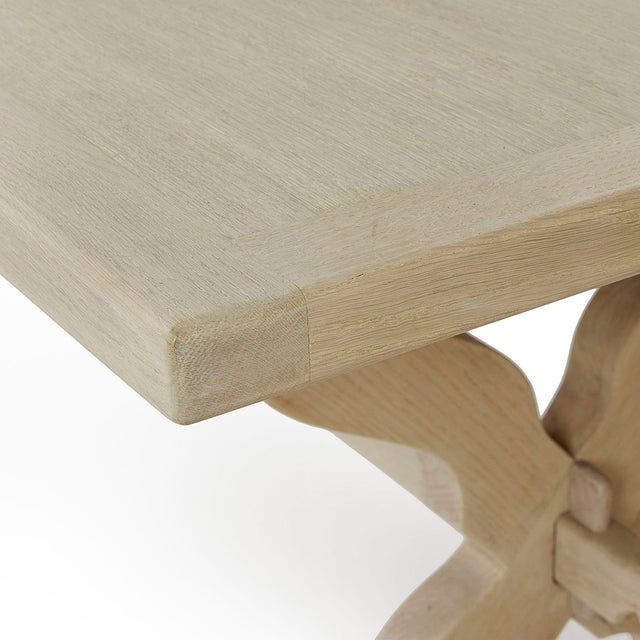 This one-of-a-kind elegant solid white oak vintage dining table measures 118 inches in length. This exquisite piece of...