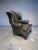 Olive Vintage English Georgian Style Distressed Olive Green Leather Wingback Library Armchair With Ball & Claw Feet For Sale - Image 8 of 12