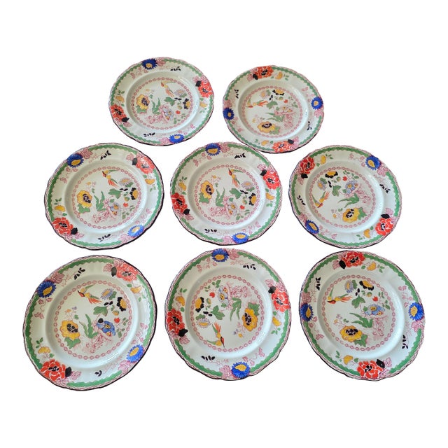 Eight Early 19th Century Mason's Persiana Pattern Bread Plates For Sale