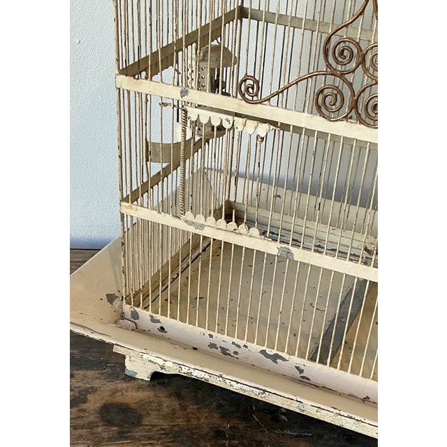 Vintage Distressed Chinoiserie Metal Birdcage For Sale - Image 10 of 12