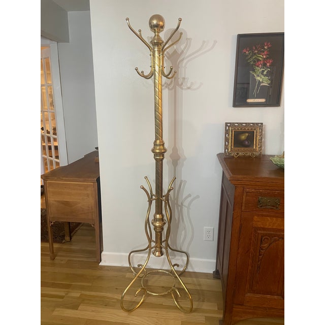 Vintage Solid Brass Standing Coat Rack Chairish