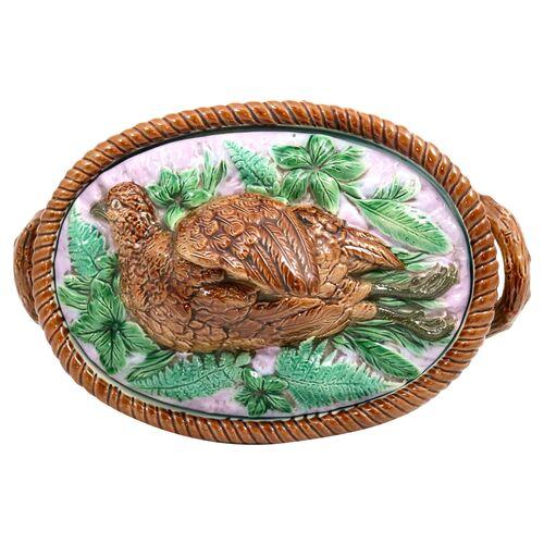 Cabin Antique English Majolica Game Dish For Sale - Image 3 of 6