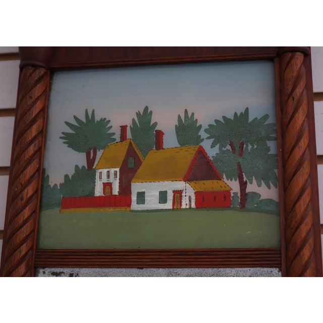 Traditional Antique 19th Century Reverse Painted Mahogany Wall Mirror For Sale - Image 3 of 10