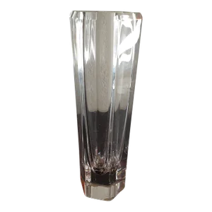 Vintage Signed Kosta Boda Sweden Clear Hexagonal Cylindrical Vase