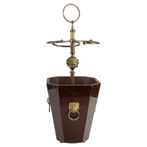 Umbrella Stand in Wood and Gilt Brass