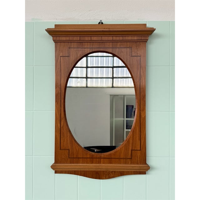 Vintage Italian Oval Mirror with Wooden Frame, 1930s For Sale - Image 10 of 10