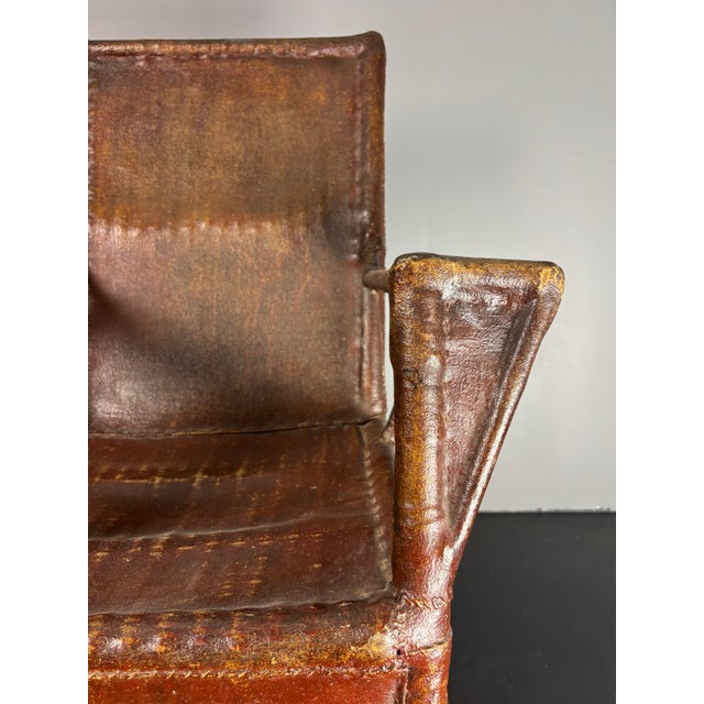 Art Deco Wabi Sabi Colonial Rattan and Faux Leather Oil Cloth Armchair, 1920s For Sale - Image 15 of 18