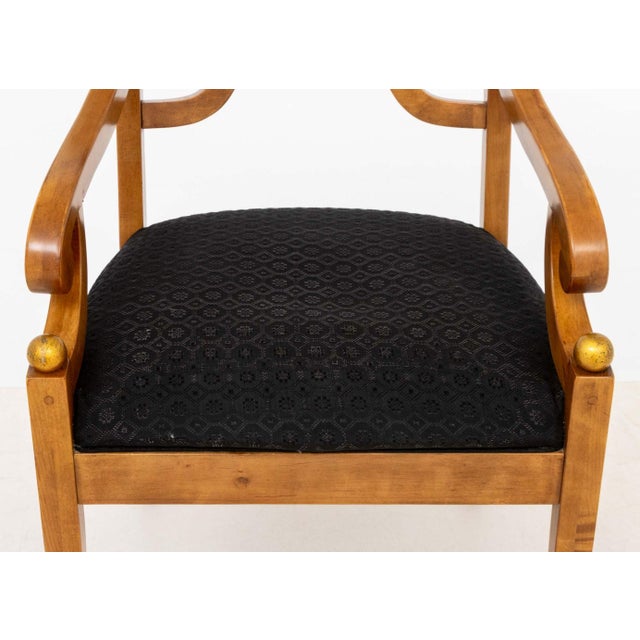 Late 20th Century Henredon Furniture Neoclassical Style Burl Maple Armchair For Sale - Image 5 of 9