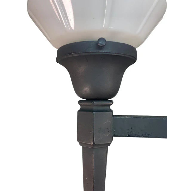 1910s 1910s Black Long Tail Exterior Sconce With Milk Glass Shade #2568 For Sale - Image 5 of 5