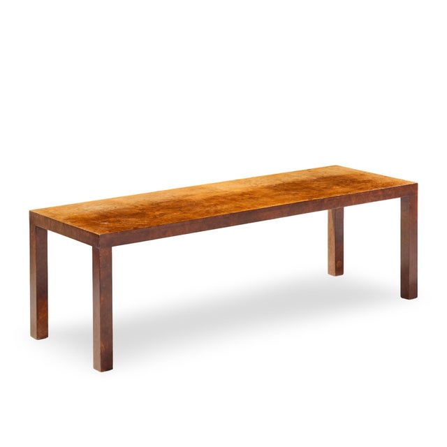 Milo Baughman for Directional Mid Century Burlwood Parsons Coffee Table For Sale In Chicago - Image 6 of 10
