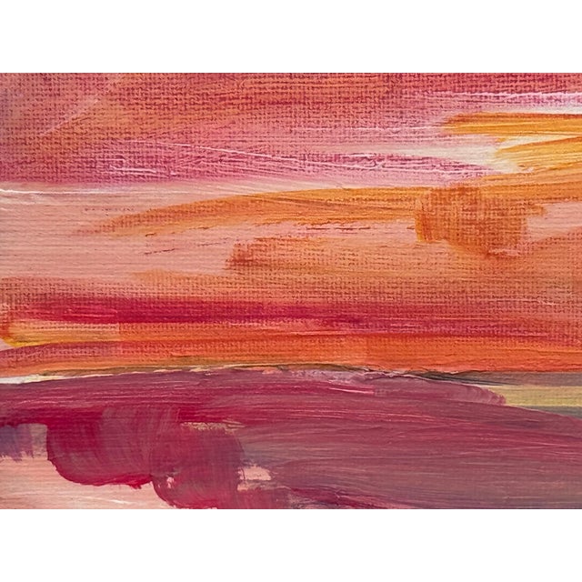 Sunset Study - Pink & Orange Miniature Abstract Landscape Art by British Artist 2025 For Sale - Image 6 of 18