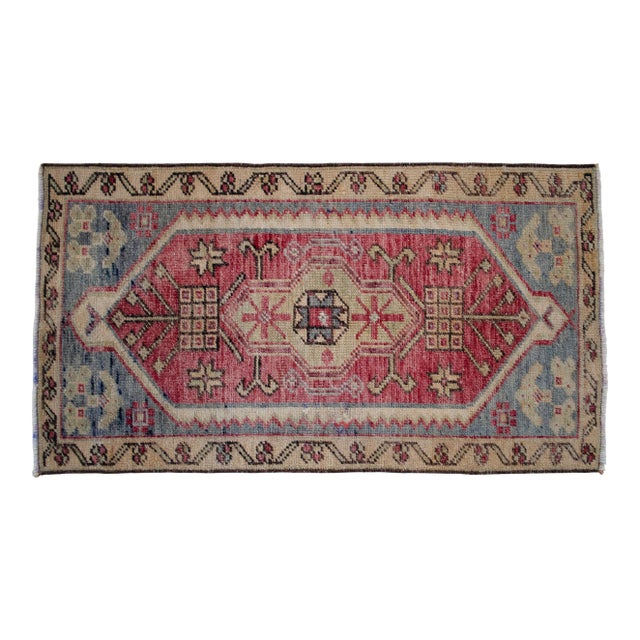 1960s Entryway Rug, Bath Mat, Kitchen Decor, Small Rug, Turkish Rug, Doormat 1'8" X 3'2" For Sale