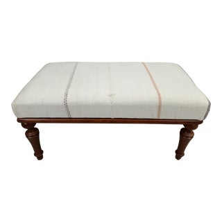 White Kilim Upholstered Bench For Sale