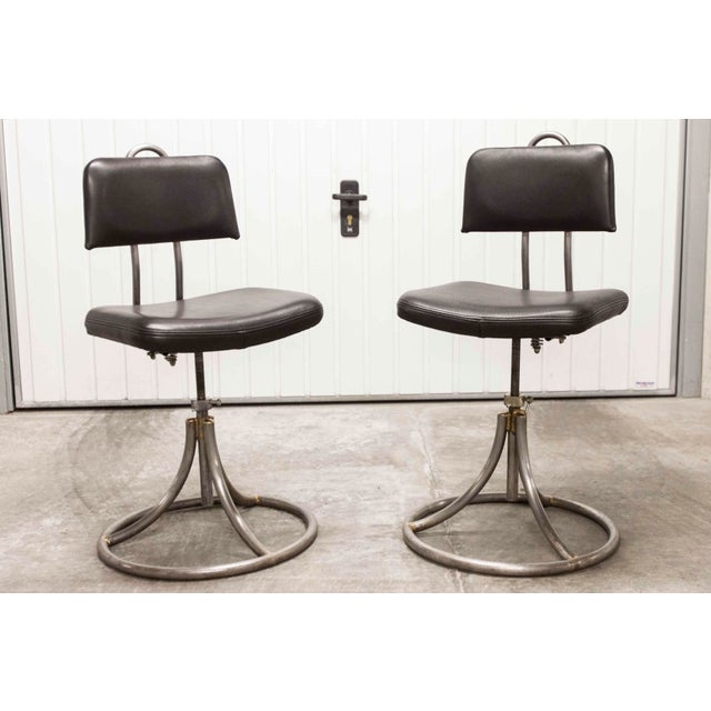 French Army Swivel Office Chair in Leather, 1960s For Sale - Image 6 of 18