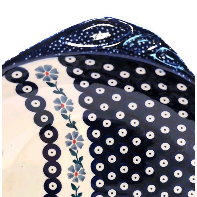 Folk Art Polish Pottery Fish Serving Platter Hand Made Manufaktura Boleslawiec Poland New For Sale - Image 3 of 12