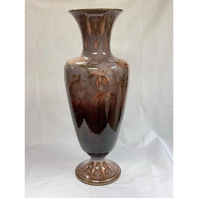 Monumental Austrian Glazed Faience Bird motif Vase by Gerbing &amp; Stephan For Sale - Image 12 of 12