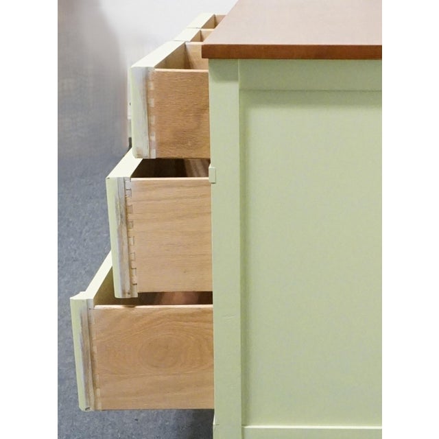 Wood Bassett Furniture Ticino Collection Cream Painted 57" Double Dresser W. Solid Cherry Top 238-96-237 For Sale - Image 7 of 13