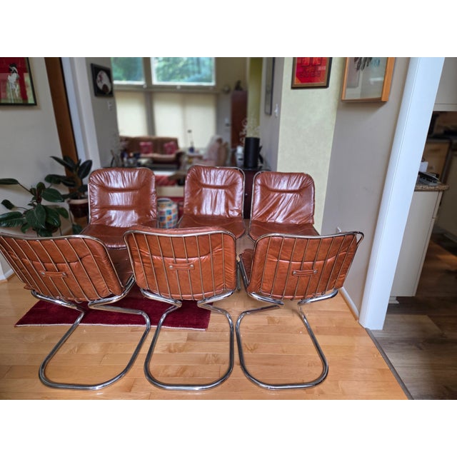 Brown Italian Mid-Century Modern Style Dining Room Chairs For Sale - Image 8 of 13
