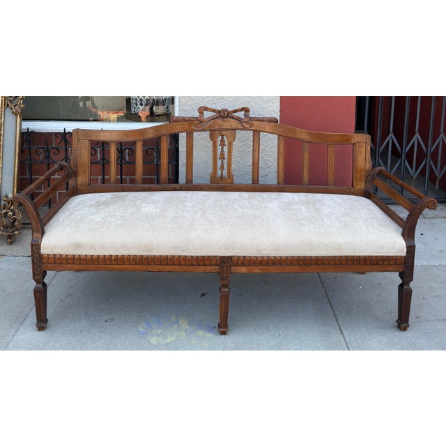 Gustavian (Swedish) Antique 19c Swedish Gustavian Sofa Settee W Bow Motif For Sale - Image 3 of 7
