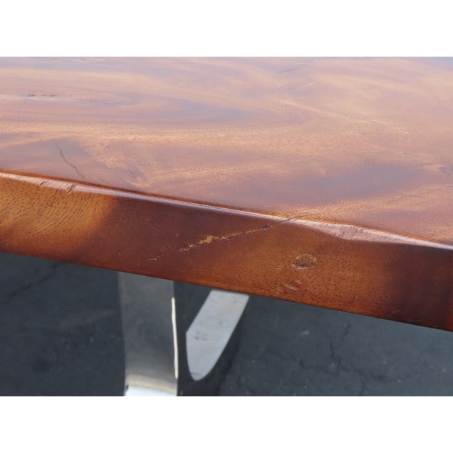 Solid Mahogany and Chrome Large Long Dining Table 6673 For Sale - Image 9 of 18
