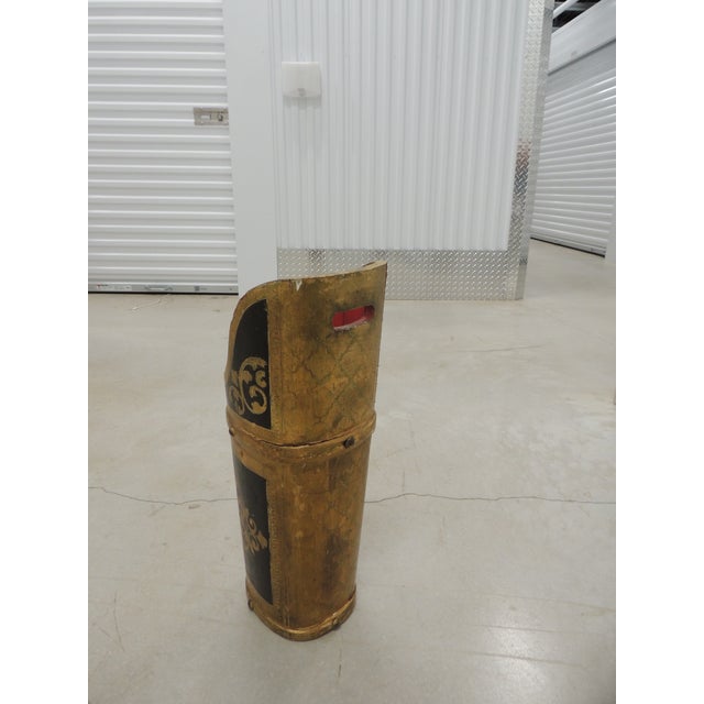 1940s Vintage Gold and Black Tall Florentine Umbrella Stand With Handle For Sale - Image 5 of 5