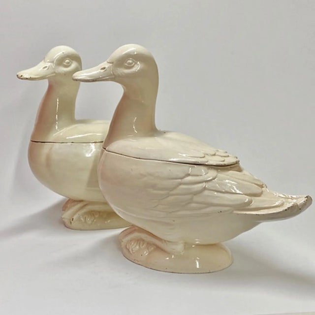 Cream Italian Creamware Trompe l'Oeil Tureens in the Form of Ducks, Nove Di Bassano For Sale - Image 8 of 13