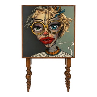 Limited Edition Contemporary Hand-Painted Artist-Made Bar Cabinet For Sale