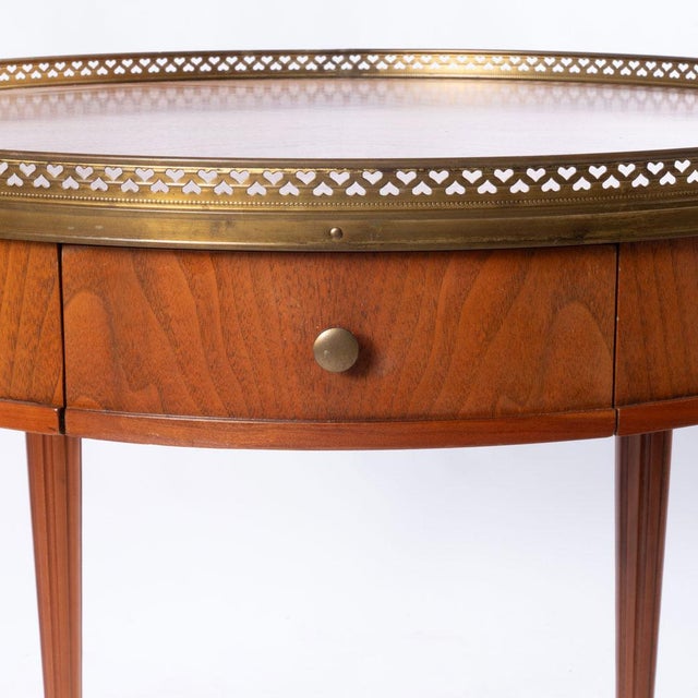 Mid 20th Century Round Table With Brass Gallery and Brass Top Feet For Sale - Image 4 of 10