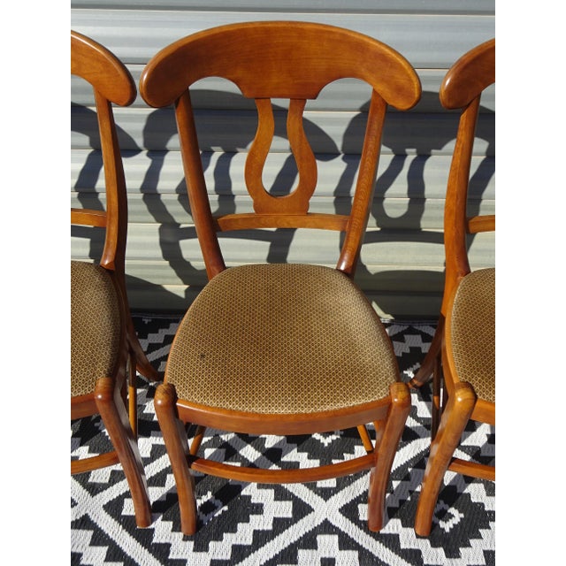 Wooden Chairs with Golden Velvet Top, 1980s, Set of 4 For Sale - Image 14 of 18